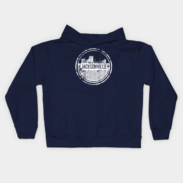 Jacksonville Grunge Cityscape Kids Hoodie by DimDom